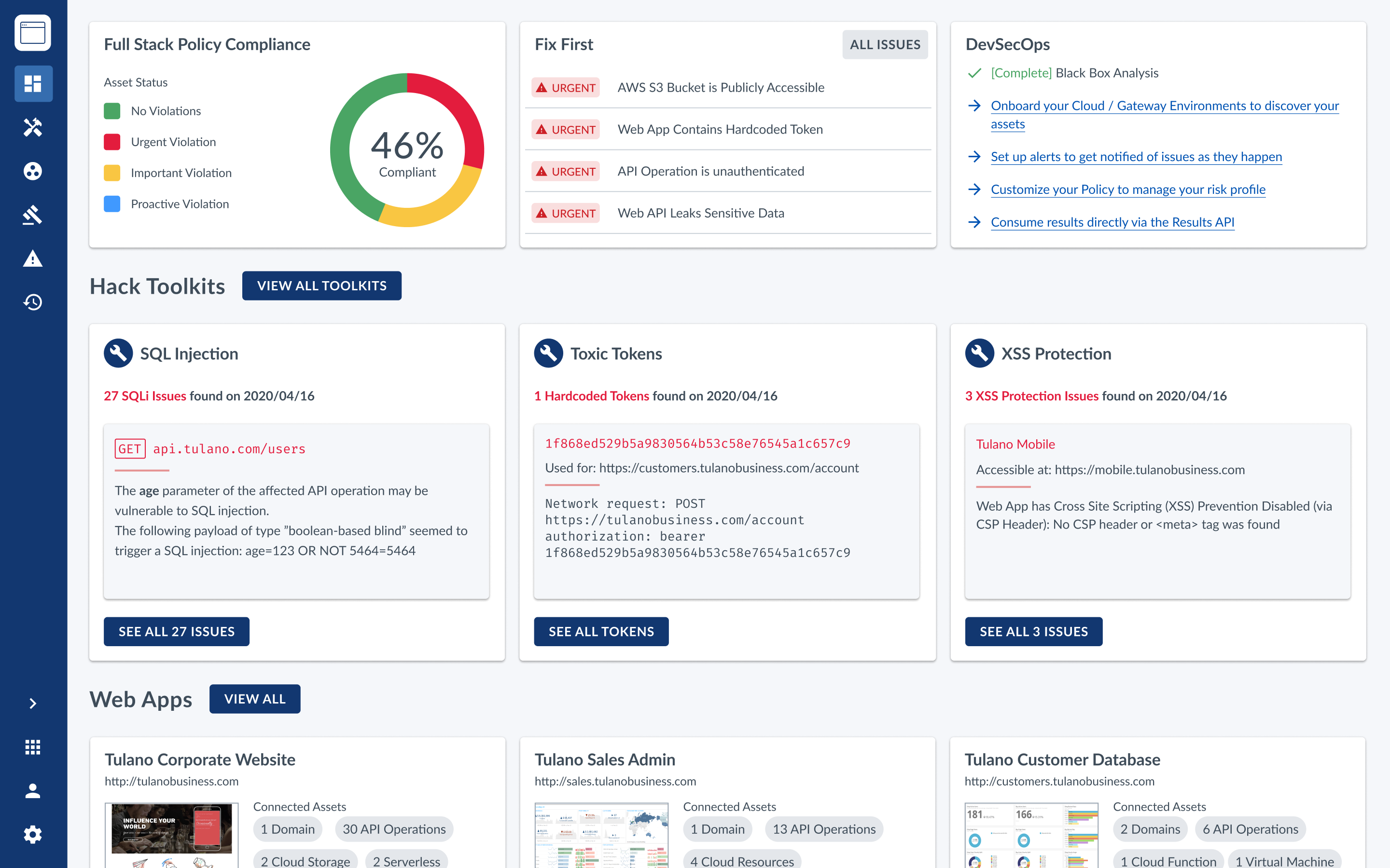 Web Secure Dashboard